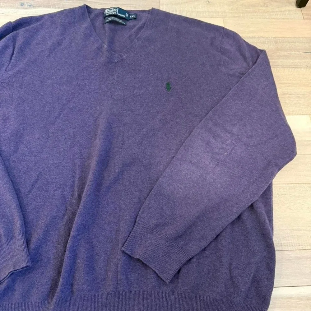 Ralph Lauren purple V-neck sweater Size XXL Pima cotton